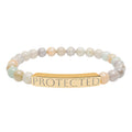 Engraved "PROTECTED" Natural Stone Stretch Bar Bracelet