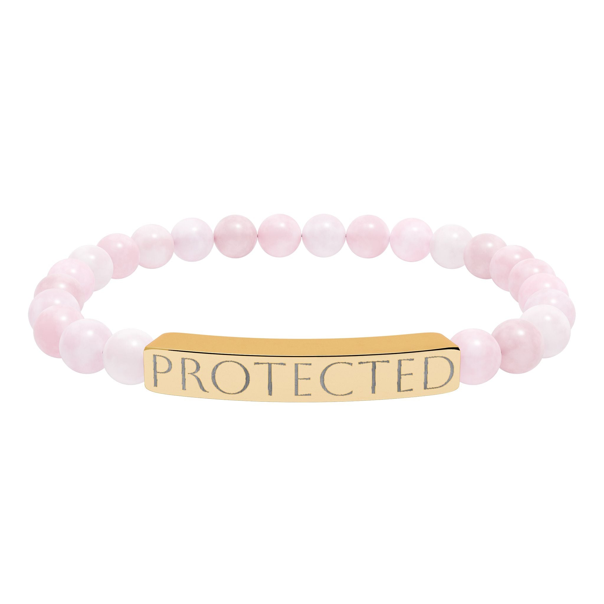 Engraved "PROTECTED" Natural Stone Stretch Bar Bracelet