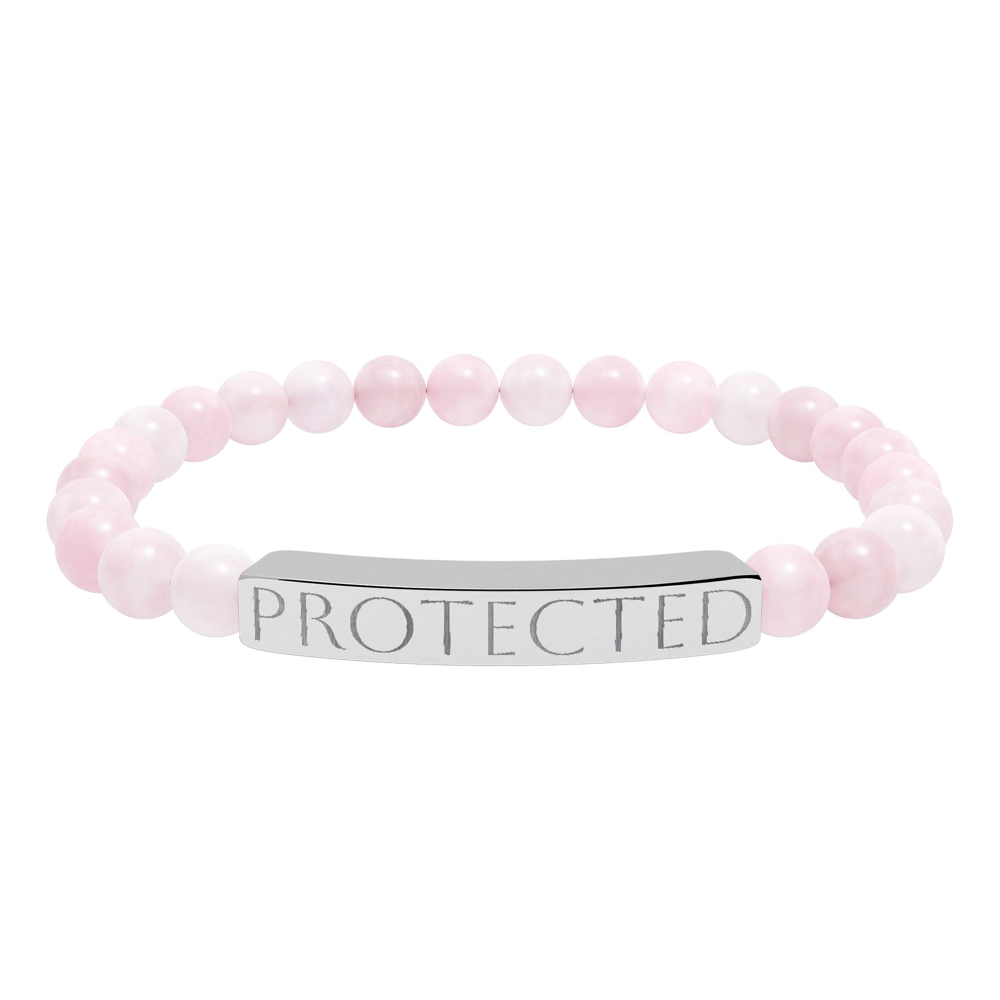 Engraved "PROTECTED" Natural Stone Stretch Bar Bracelet